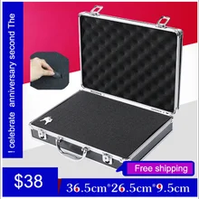 Высококачественный Алюминиевый Чехол для инструментов ящик для хранения файлов жесткий ящик для инструментов ручной пистолет фиксирующий пистолет с поролоновой подкладкой 345*245*75 мм