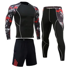 Męskie kompresyjne kombinezony sportowe rajstopy na siłownię odzież treningowa trening uprawianie sportów joggingowych zestaw do biegania Rashguard dres dla mężczyzn