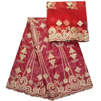 

Red bazin riche getzner 2019 nouveau african fabric bazin brode getzner brocade jacquard fabric dubai fabric7yard/set R4-2F2