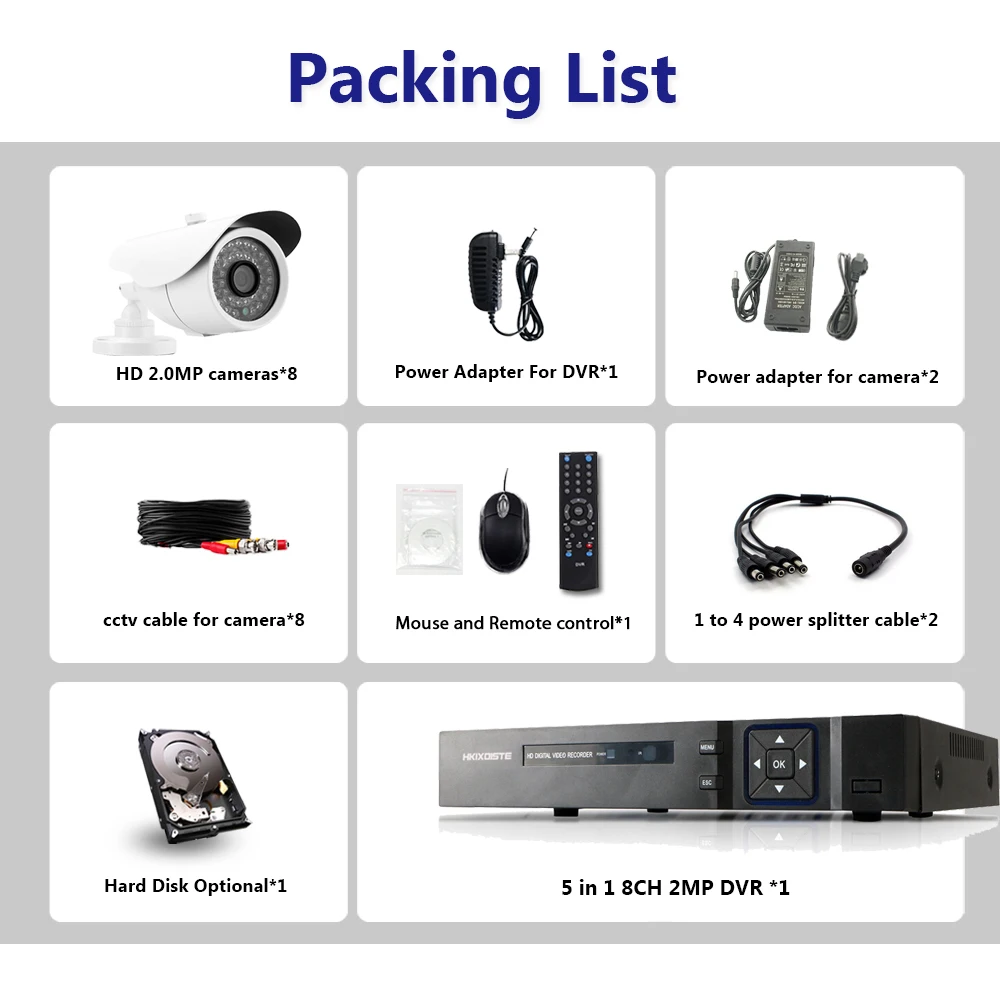 8CH 1080P HDMI DVR HD Крытая уличная камера безопасности SONY система 8 канальный CCTV набор шт