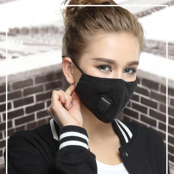 

Cotton Black Mask Mouth Face Mask Anti PM2.5 Dust Mouth Mask 10pcs Activated Carbon Filter Korean Mask Breath Valve Face Mask