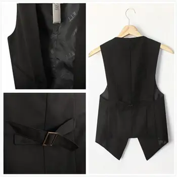 

New black Korean version of the college style vest jacket professional casual large size slim jacket
