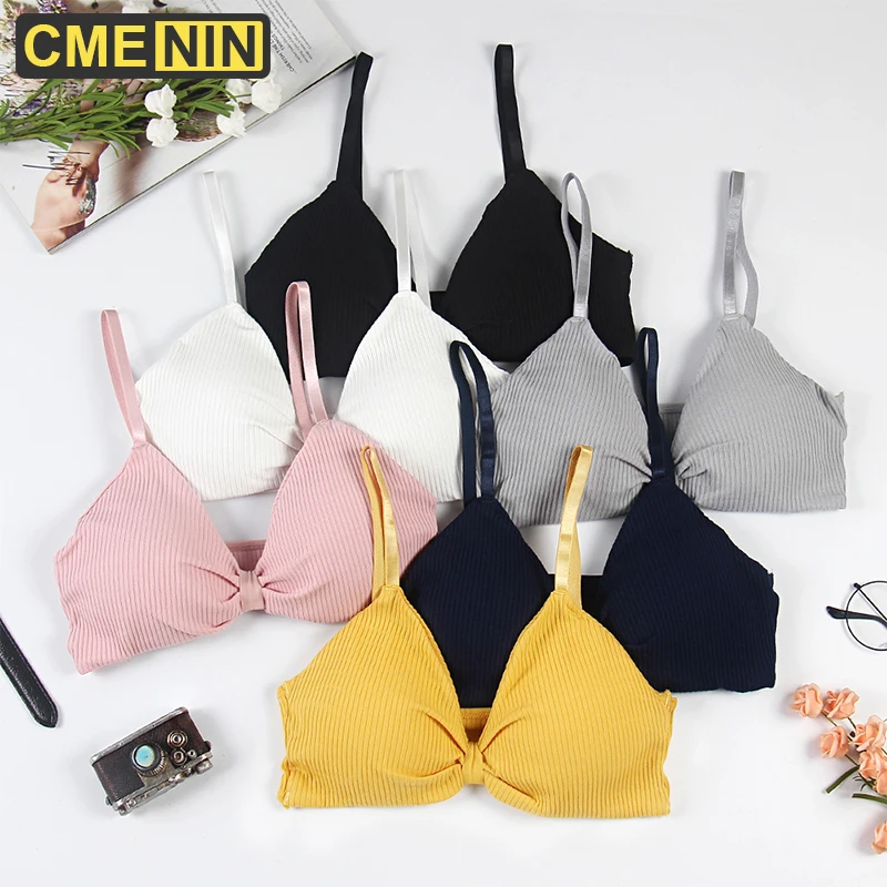 CMENIN Push Up coton femmes sous-vêtements Lingerie soutien-gorge solide dos nu respirant poitrine Bustier haut court avec des tasses été B0145
