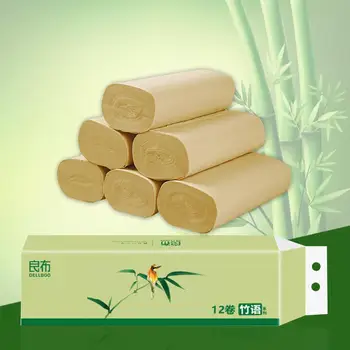 

4-Ply 12 Rolls Soft Bamboo Toilet Paper Safe Biodegradable Septic-Coreless Toilet Paper Fragrance Absorbent Bathroom Tissue