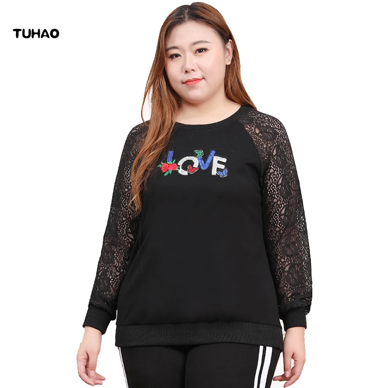 

TUHAO Oversized 10XL 8XL 6XL Womens Tops and Blouses Shirts Large Size Blusas Femininas Elegante Lace Sleeve Women Clothes MSFS