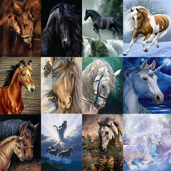 

Full Square&round 5D DIY Diamond Puzzle embroidery 5d White horse 5d Diamond Painting drawing Cross Stitch Mosaic Decor
