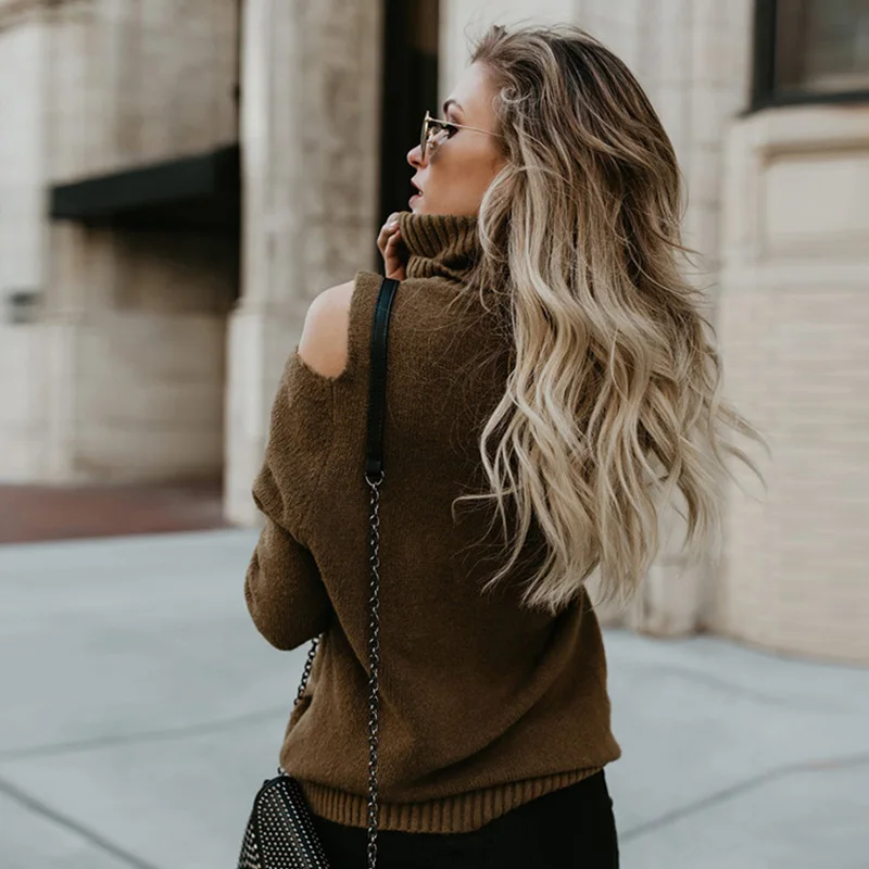 

Autumn and Winter Long Sleeve Turtleneck Sweater Women Tops Fashion Hollow Out Sexy Knit Sweater Women Elegant Fluffy Sweater