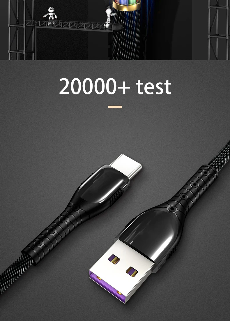 Светодиодный светильник TYPE-C 5А кабель для huawei QC3.0 usb c кабель супер быстрая зарядка линия передачи данных 1,2 м