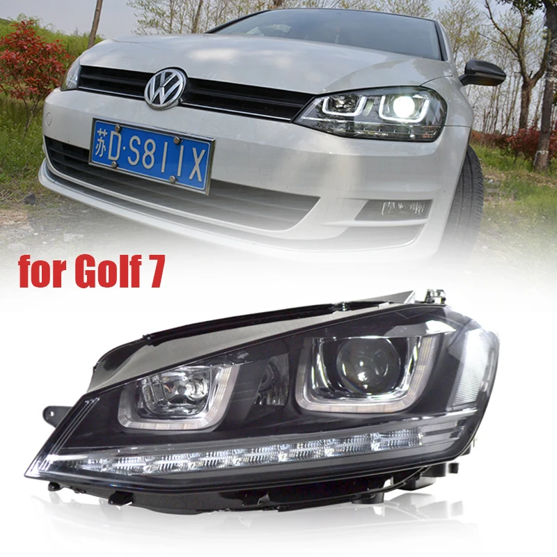 Автомобильный Стайлинг для Golf 7 фары Golf7 двойной U DRL светодиодный фонарь 2013- динамический сигнал поворота H7 D2H Hid биксеноновый луч