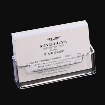 투명 책상 선반 박스 보관 디스플레이 스탠드, 아크릴 플라스틱 투명 데스크탑 비즈니스 카드홀더 장소 카드홀더, 1 PC