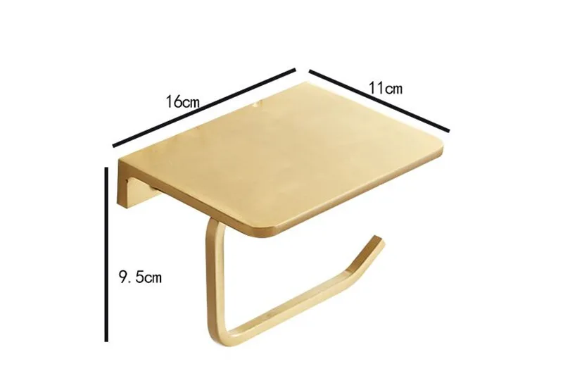 Bathroom Paper Holders Brushed Gold Tissue Roll Rack Wall Mounted Nail Punched Bath Hardware Bathroom Accessories Free Shipping