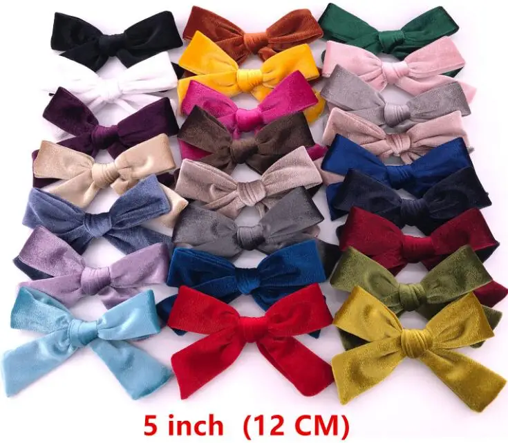 Bulk 60pc/lot Girls Large 5inch Velvet Knot Bow With Clips,Solid Velvet Bows Hairgrips Hairpins Children Girls Hair Accessories skyline 32 32 2g gsm 32 port 32 sim modem bulk sms sending device gateway voip with free sms platform