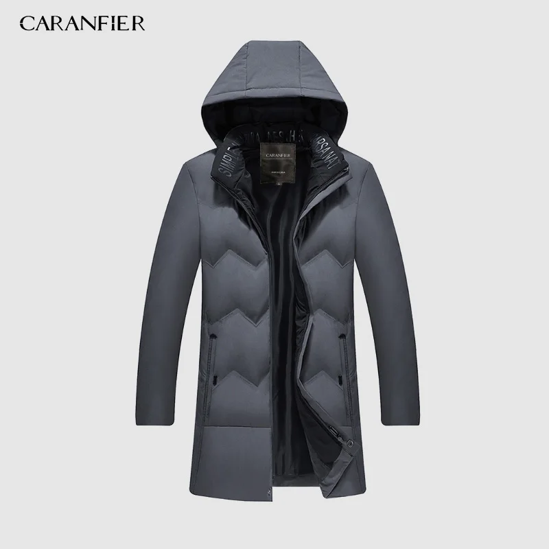 Зимнее пальто CARANFIER Мужская ветровка меховая утепленная куртка с капюшоном
