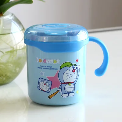 1 шт., Мультяшные KT Melody Doraemon Car, Микки Маус, для дома и путешествий, 304, бутылки для воды из нержавеющей стали, милая кружка с крышкой - Цвет: Color 2