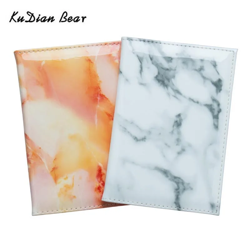

KUDIAN BEAR Marble Style Travel Passport Cover Waterproof PU Leather Passport Holder ID Card Case Wallet Porte Carte BIH087 PM49