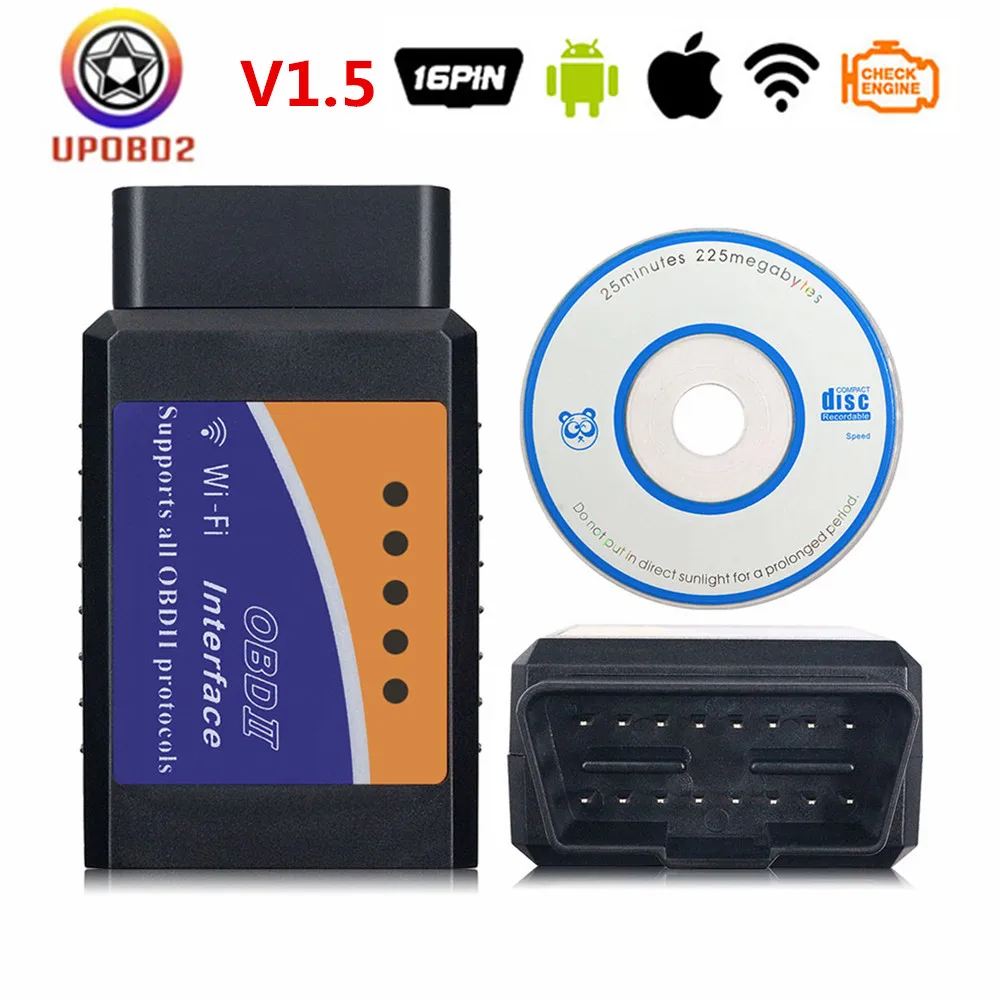 ELM327 wifi V1.5 OBD2 сканер ELM 327 1,5 wifi автомобильный диагностический инструмент CAN-BUS поддерживает все OBDII протокол для iOS телефона Android