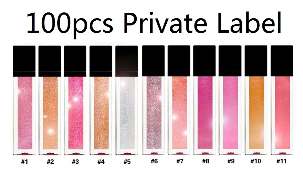 100pcs private logo 11 цветов макияж Металл мерцающий Блестящий стойкий блеск для губ влажное глянцевое жидкое косметическое средство губная помада частная этикетка на заказ - Цвет: 100pcs private logo