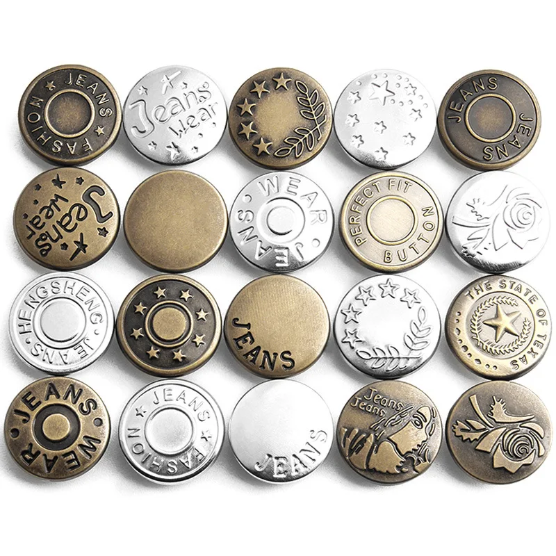 10pcs Jeans Waist Button Sewing-free Metal Men's Women's Denim Jacket Detachable Buckle Accessories | Дом и сад