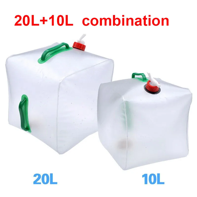 One 10L and one 20L Открытый 20л складной мешок для воды большой емкости портативный контейнер для воды пластиковое ведро для воды Туристическое оборудование - Цвет: One 10L and one 20L