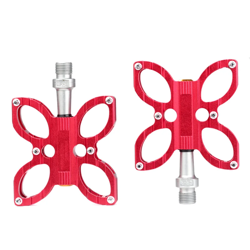 Велосипедные MTB велосипедные педали Нескользящие 2 педали подшипника CNC алюминиевая платформа 6 цветов велосипедные Плоские Педали 9/16 дюймов Запчасти для горного велосипеда - Цвет: Red