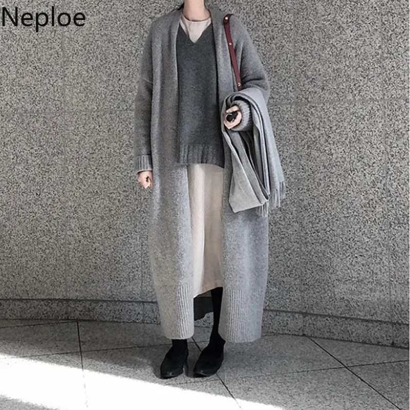 Neploe кардиганы осень зима новинка макси свитер Свободный Тонкий Crazy style Pull Femme толстое повседневное пальто с длинным рукавом 46552