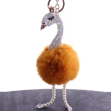 Фламинго моделирование пушистый шар брелок Подвеска Блестящий порошок Корона птица жемчуг сумка с подвесками автомобильные аксессуары оптом