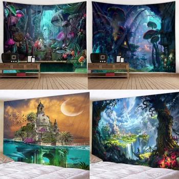 

Psychedelic Mountain Tapestry Wall Hanging Mushroom Large Tapestry Wall Decor Tapestries for Bedroom Dorm Room Decoration