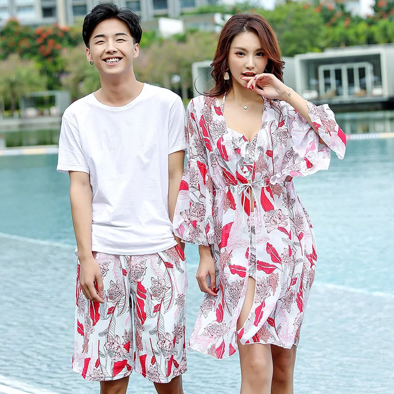 

Couples Bathing Suit 2019 New Style Slimming Two-piece Swimsuits Women's Conservative Hot Springs-Men Beach Swimming Trunks