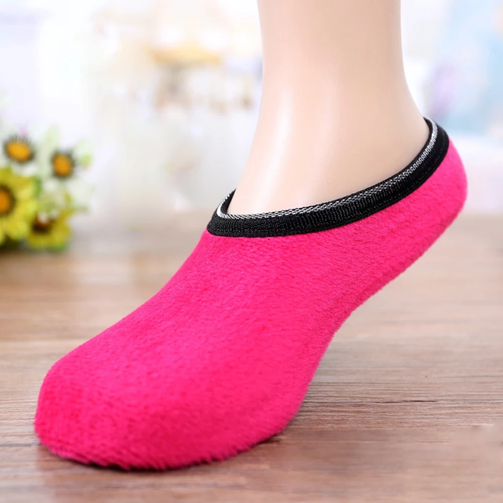 New Socks Adults Women Men Home Thicker Floor Socks Shoes Slip Solid Anti-skidding Stretch Sock Slippers - Цвет: Красный