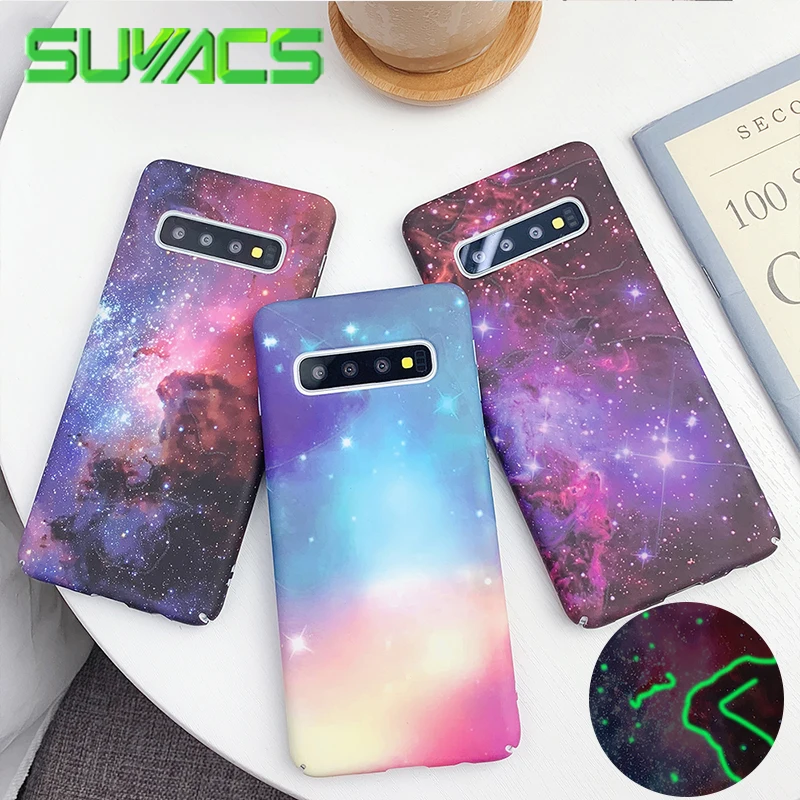 

SUYACS Luminous Starry Sky Space Phone Case For Samsung A50 Note10 A40 A70 S10 S10E S8 S9 Plus A6 J6 Hard PC Phone Housing Bag