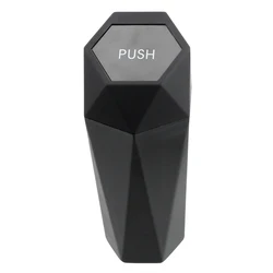 Compact Car Interior Waste Bin with Push Lid - Universal Fit (Black)