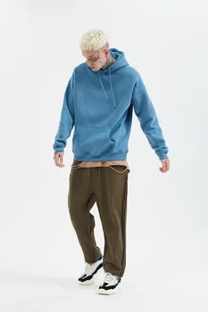 

Men's European and American trend plus velvet thickening loose hip-hop men's solid color hoodie fashion casual hoodie sweatshirt