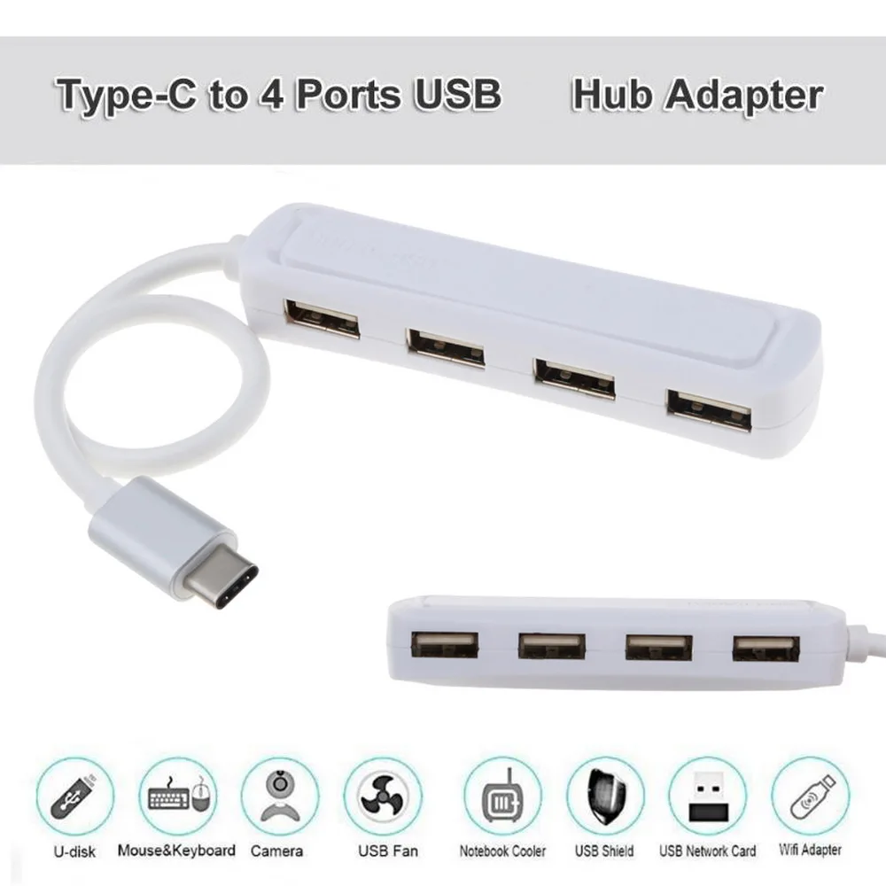 4 портовый концентратор Kebidu с разъемом USB 2 0 разветвитель адаптер для ПК ноутбука