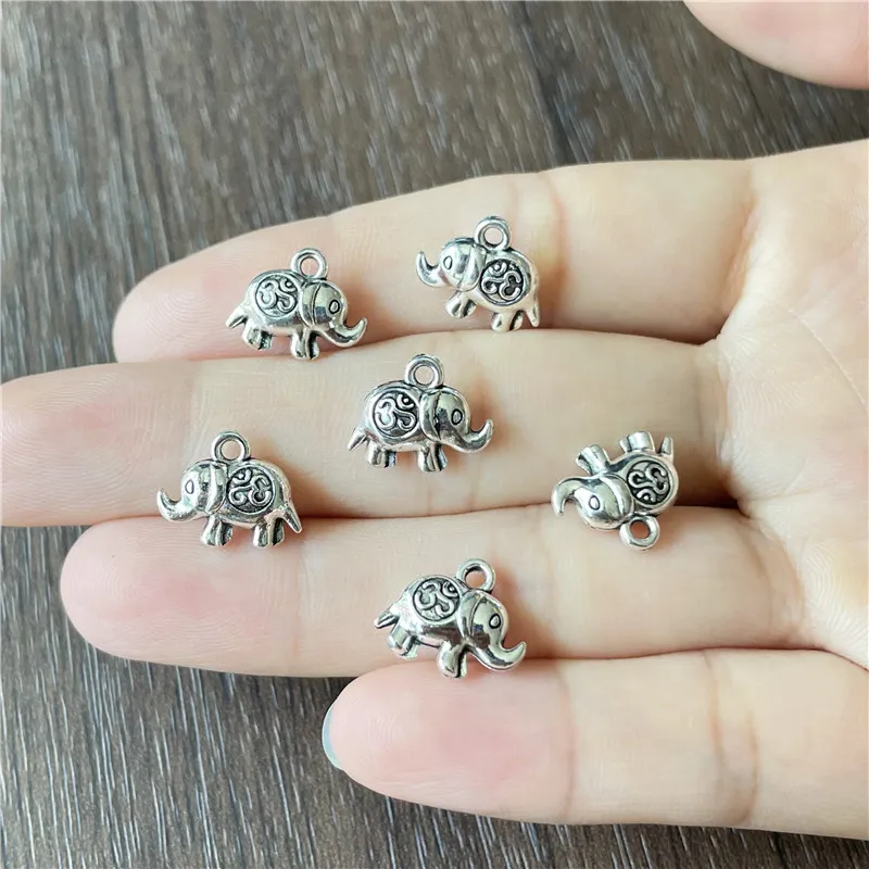 25pcs Charm Small Animal Elephant Pendant Fashion Jewelry Making
