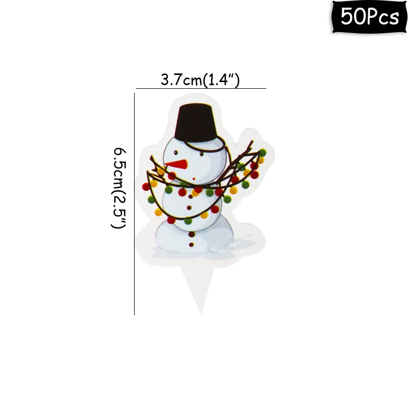 50 шт. бумажные топперы для торта Рождественский Санта-Клаус снеговик новогодняя елка рождественский капкейк десерт украшения - Цвет: 7