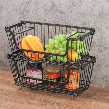 

REMARKABLY Kitchen Fruit Basket Metal Organizer Rack Multipurpose Stackable Baskets for Storage Wired Baskets Home Aceessories