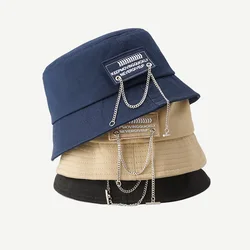 New Female Chain Hip Hop Sunscreen Fisherman Hat Street Trend Cool Basin Cap Student Fashion Hat Couple Women's Cap Men Hats