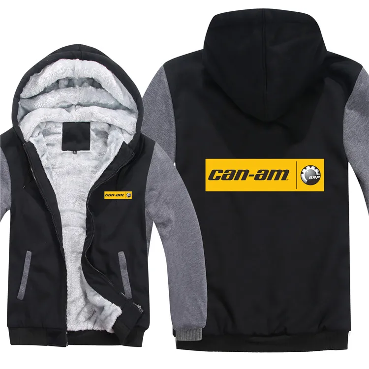Can Am Logo полосой Brp командные худи мужская молния пальто флис утолщаются Can Am Толстовка Пуловер - Color: as picture