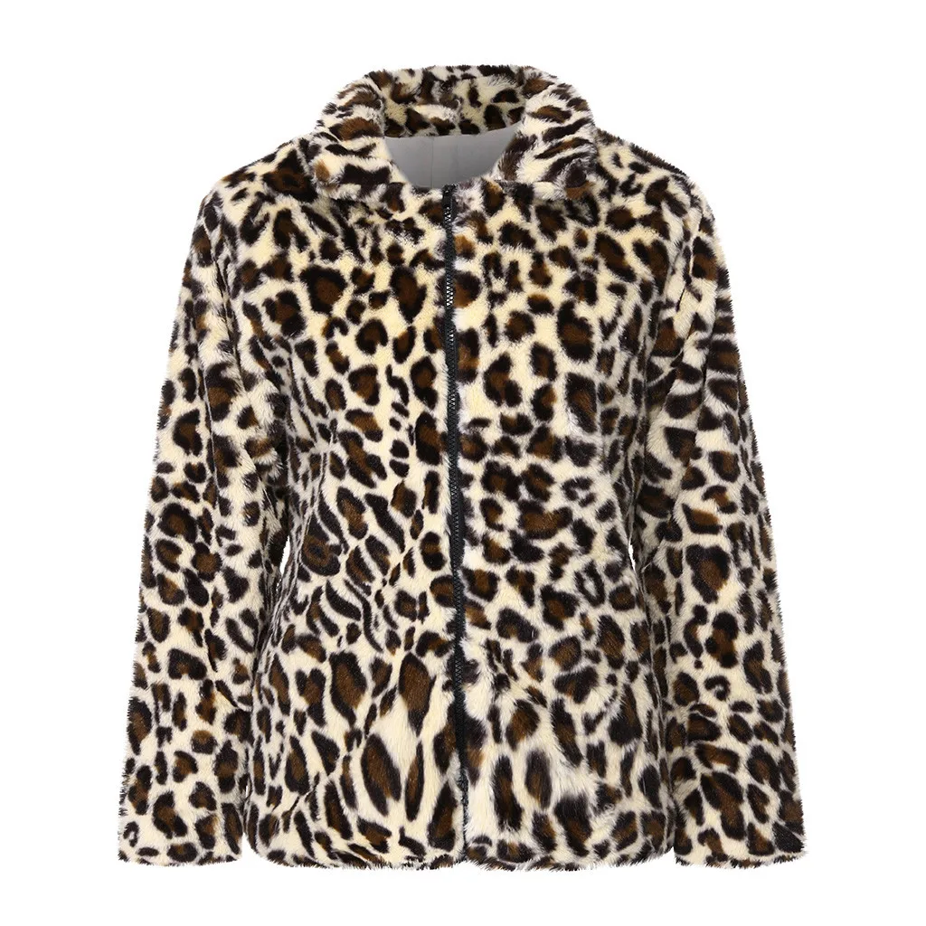 Женская куртка с леопардовым принтом, пальто с длинным рукавом, винтажная верхняя одежда, топы на молнии, осенняя зимняя верхняя одежда, свободная куртка, Chamarras De Mujer