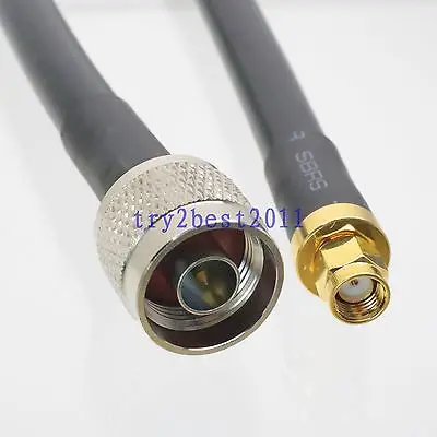 

DHL/EMS 5 Sets*RG8/KSR400 N plug pin to RP-SMA jack pin Straight RF Jumper pigtail Cable 16FT -C1