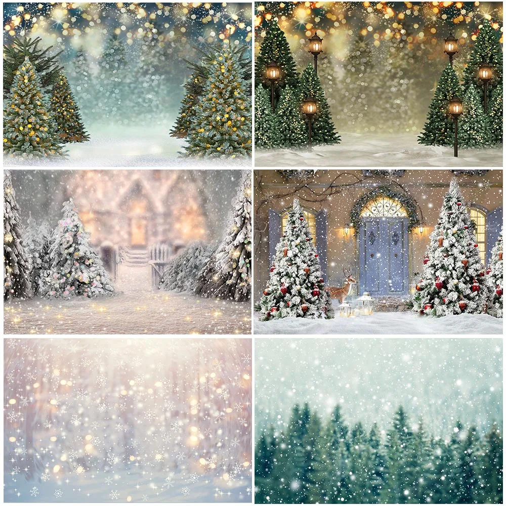 Photo Backdrop Christmas Tree Background Winter Snow Baby New Year Party Decor Props Children Studio