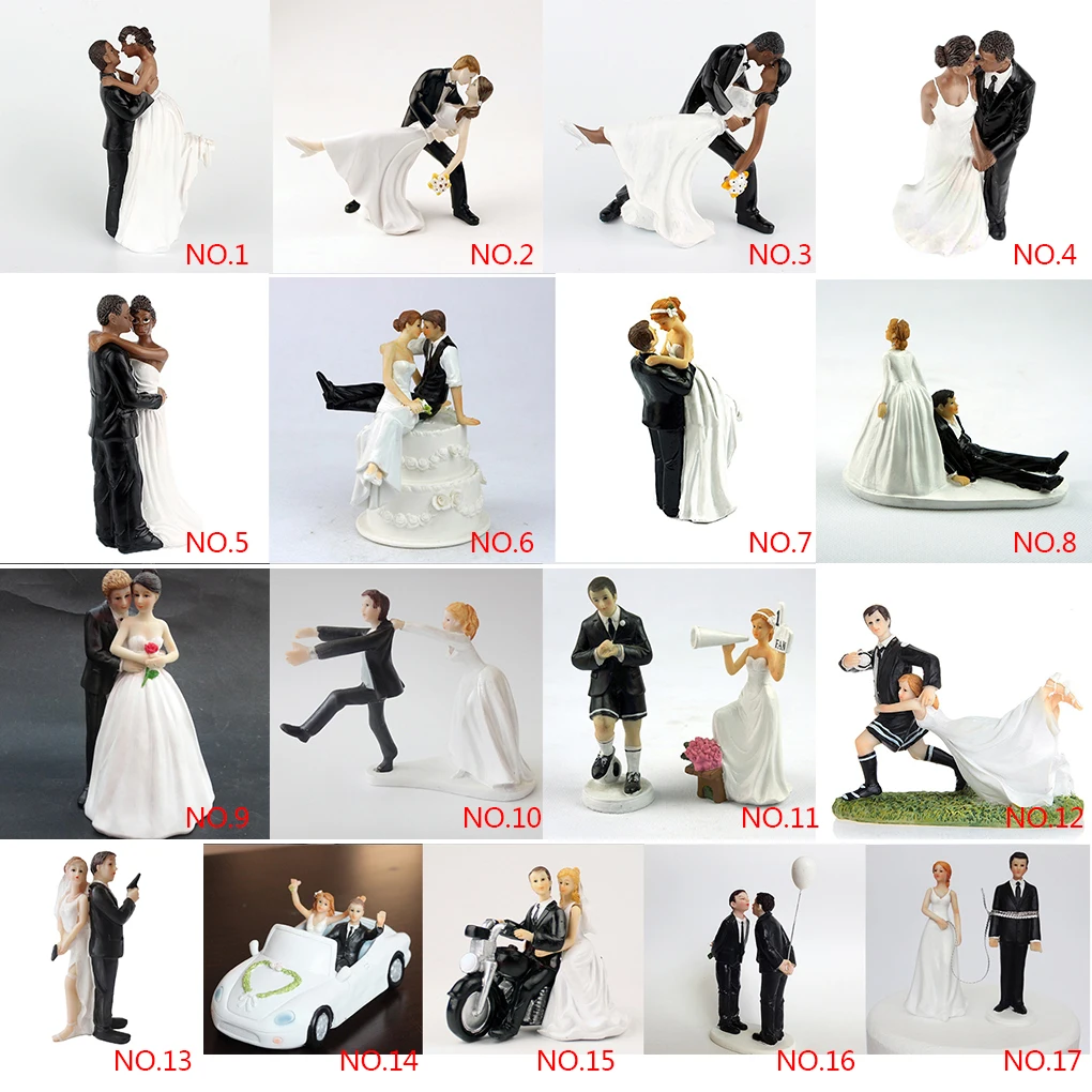 Black Groom Bride Marry Resin Figurine Wedding Cake Topper Wedding Decoration Day Valentine's Engagement Decor Anniversary