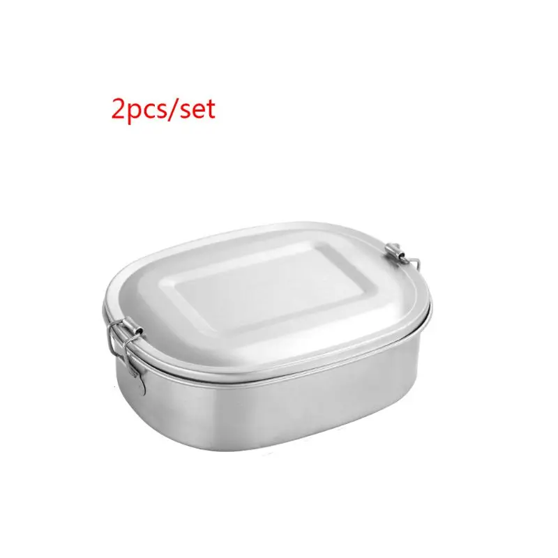 2 шт 304 нержавеющая сталь квадратная коробка для обеда Bento контейнер для еды для пикника герметичная Новинка