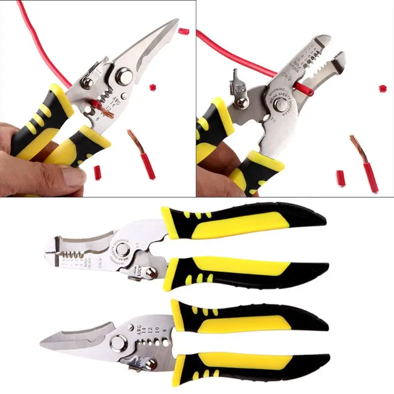 

Multifunctional SP01 SP02Wire Stripper Pliers Portable Cable Cutter Crimping Stripping Hand Tool Rubber Handle for Electrician