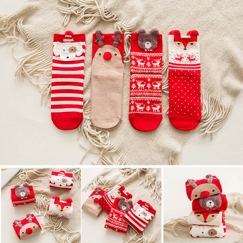 

Women Socks Casual Winter Christmas Socks Cartoon Keep Warm Cute Lady Girls Sock Christmas Gift 2020 socks
