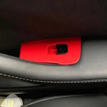 

14 Pcs Glaze Red For Tesla Model 3 Model Y Interior Door Armrest Panel Window Lift Switch Panel Frame Trim Buttons accessories