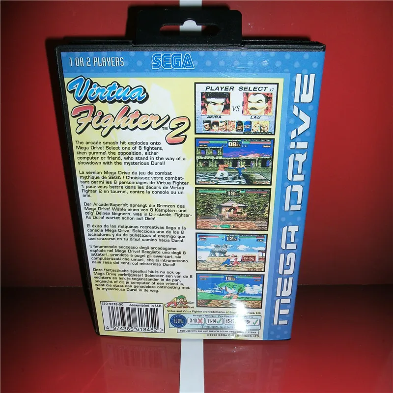 Чехол Virtua Fighter 2 EU с коробкой и руководством для игровой консоли sega Megadrive Genesis 16 bit MD card