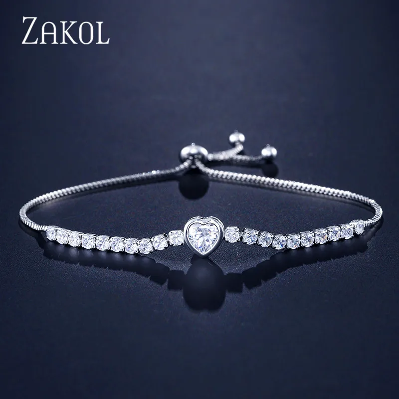 ZAKOL новый круглый теннисный браслет для женщин блестящие кубические циркониевые