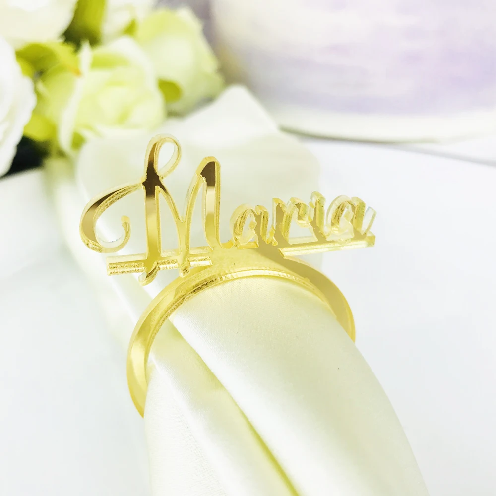 Personalized Groom And Bride Table Decors Custom Wedding Napkin Rings Acrylic Cut Napkin Ring With Last name Wedding Party3