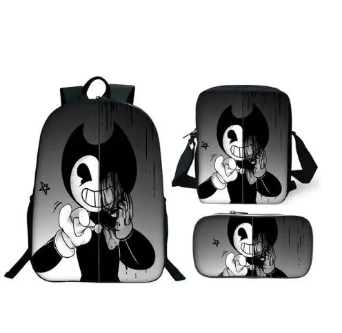 as picture 3 шт./компл. школьная сумка Bendy и чернила машины; Детский рюкзак с притом по Комбинации книжная сумка для мальчиков и девочек Школьный рюкзак ежедневно Mochila - Цвет: as picture